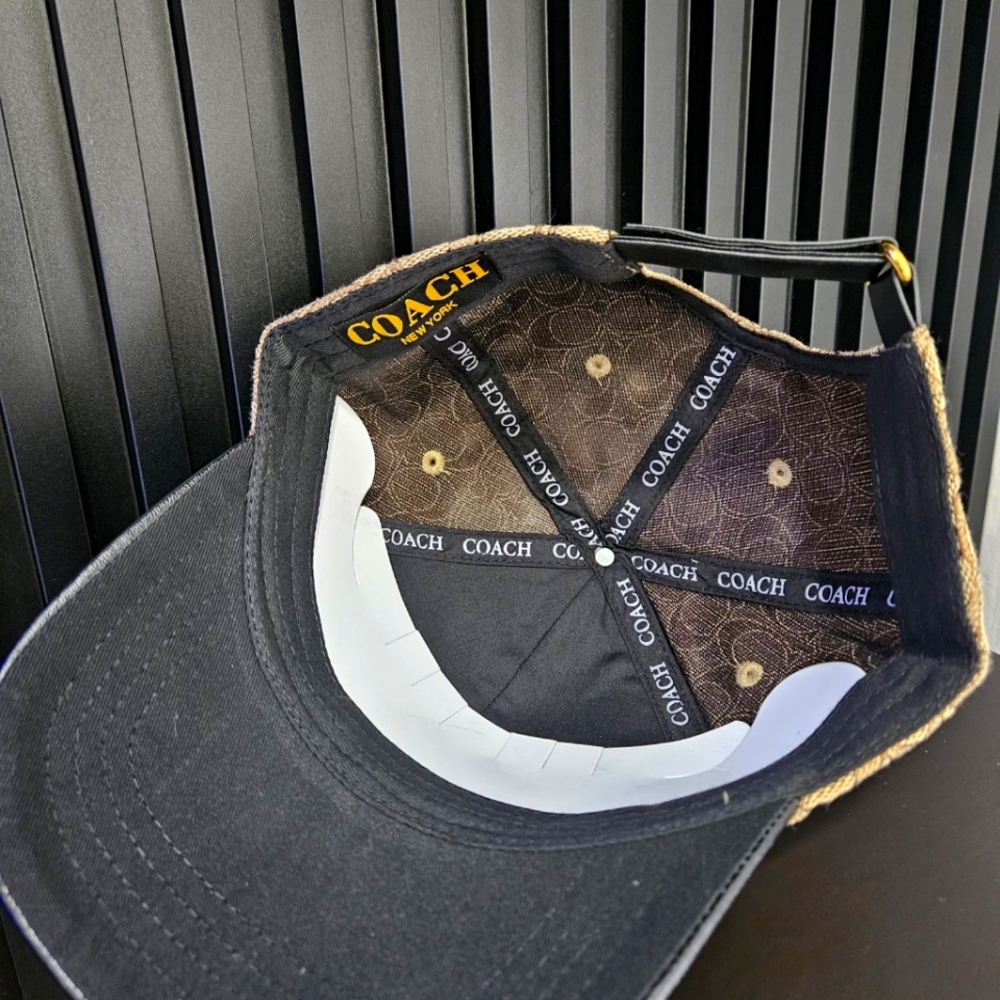 NEW Unisex Coach Beige and Black Logo Cap - Picture 3 of 3